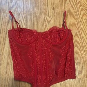 Garage Red Lace Crop Top